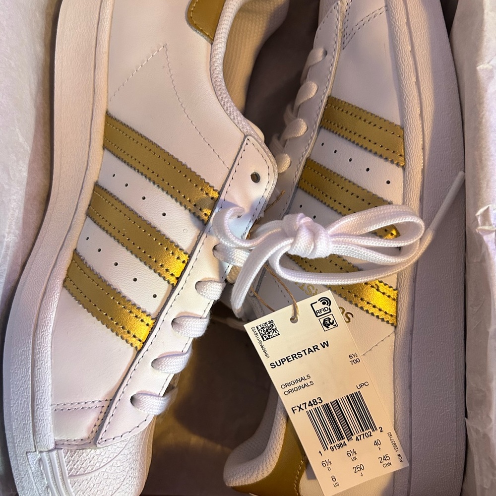 Adidas Gold & White shell toes
